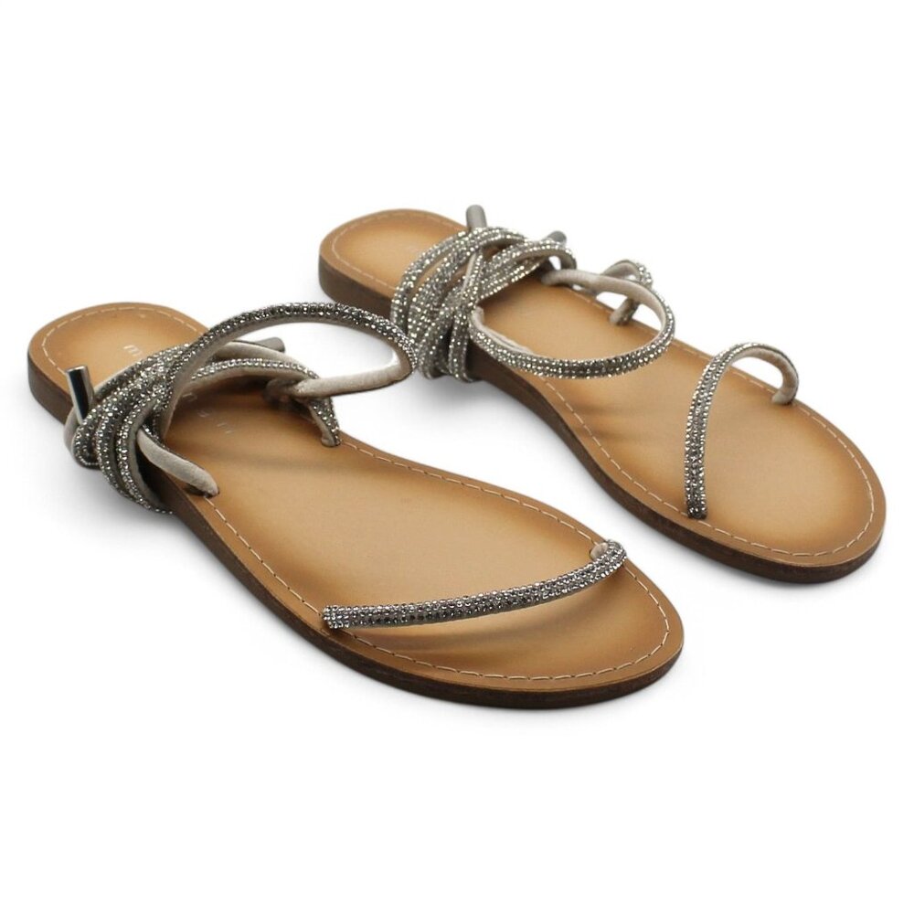 Madden Girl Ariela Rhinestone Ankle-Tie Sa Ivory Sandal